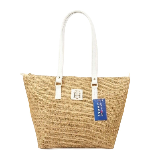 Tommy Hilfiger straw tote - white handles