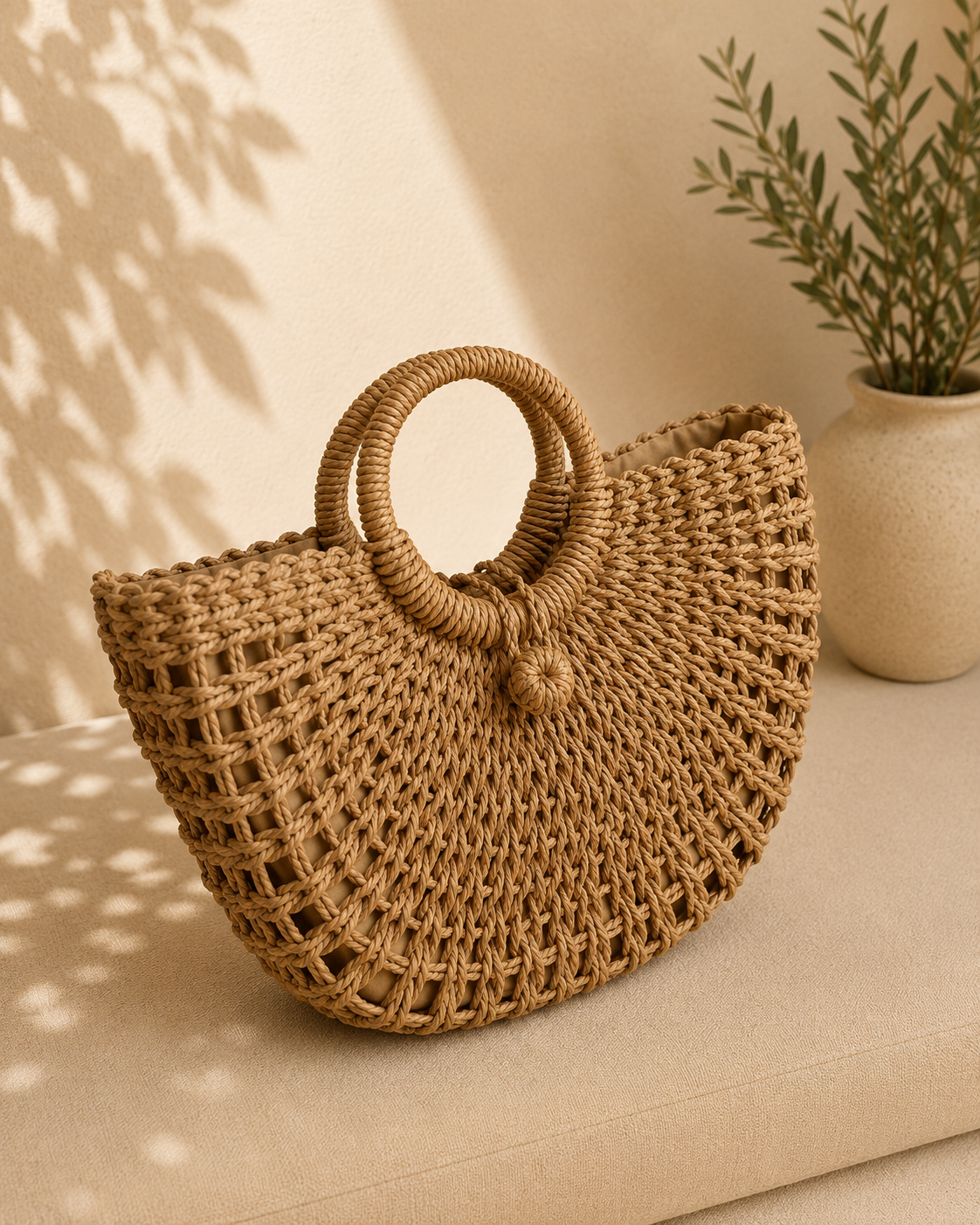 Coastal Charm Woven Tote Bag
