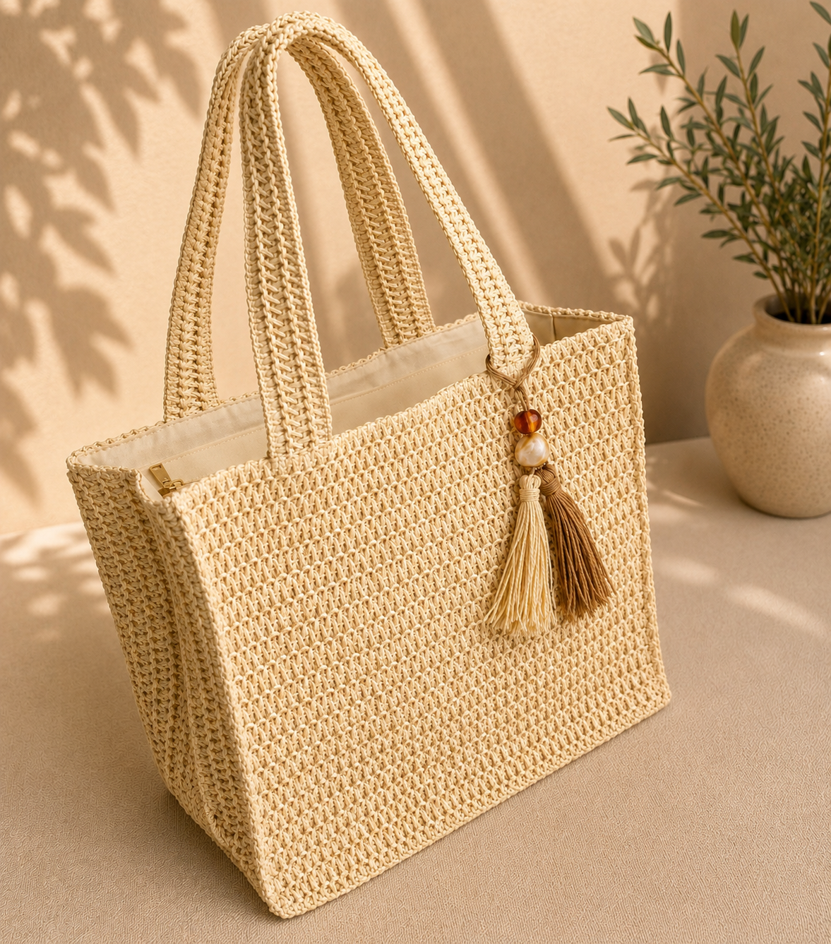 Golden Coast Woven Tote Bag