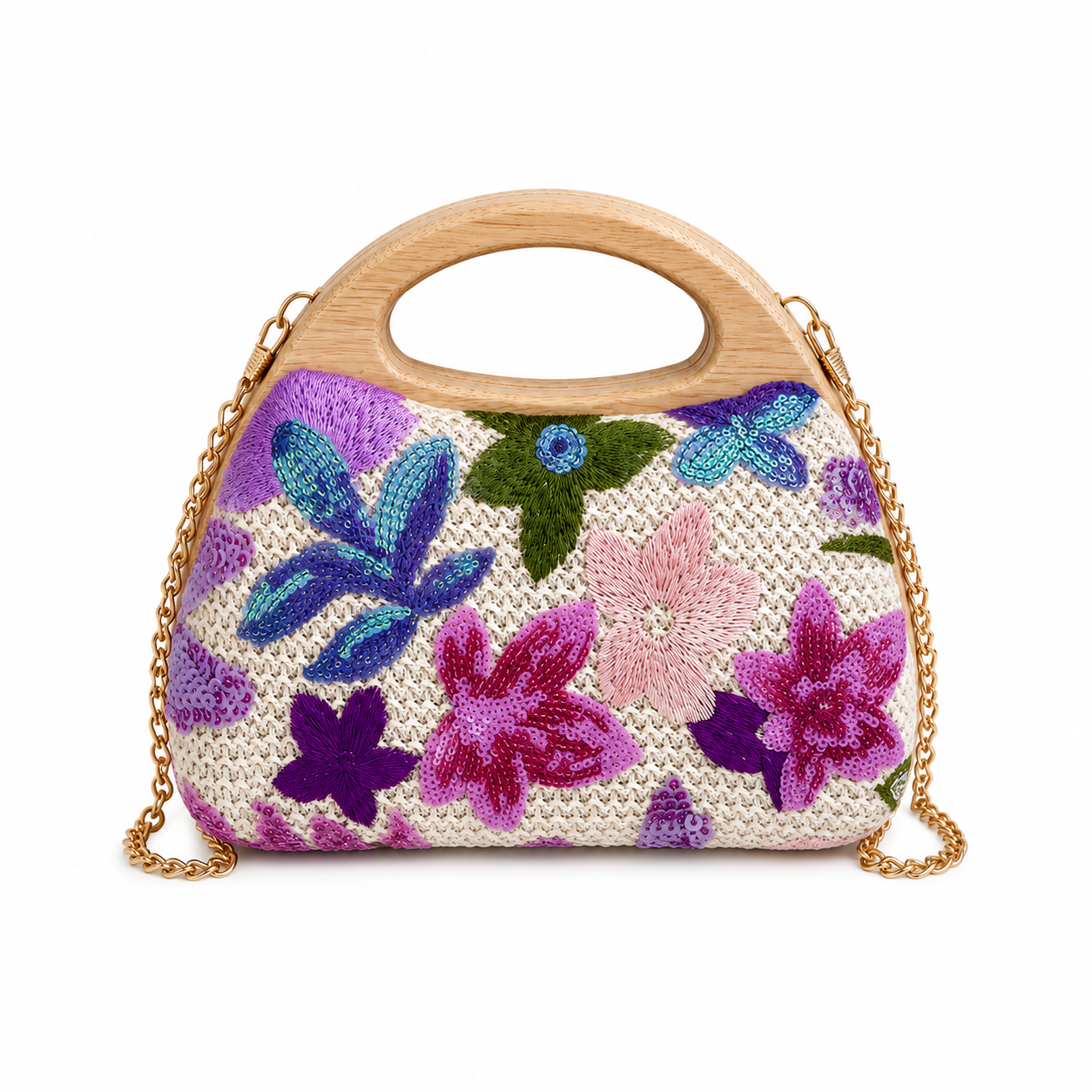 Blush Bloom Wooden Handle Bag