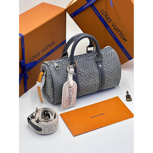 Louis Vuitton Denim Monogram Mini Duffle Bag - front view