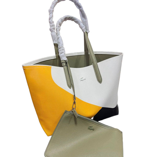 LACTOSE Reversible Tote Bag - White-Yellow & Khaki