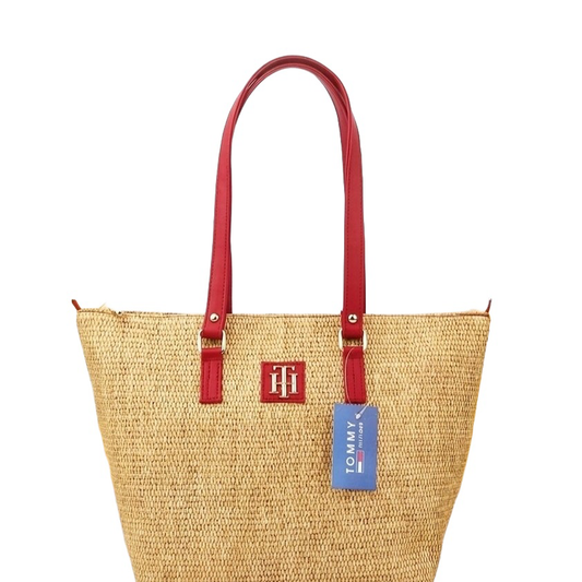 Tommy Hilfiger straw tote - red handles