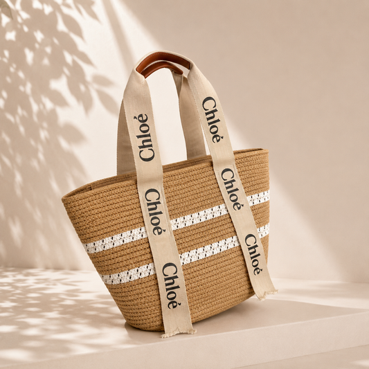 Chloé-Inspired Straw Tote Bag – Ivory