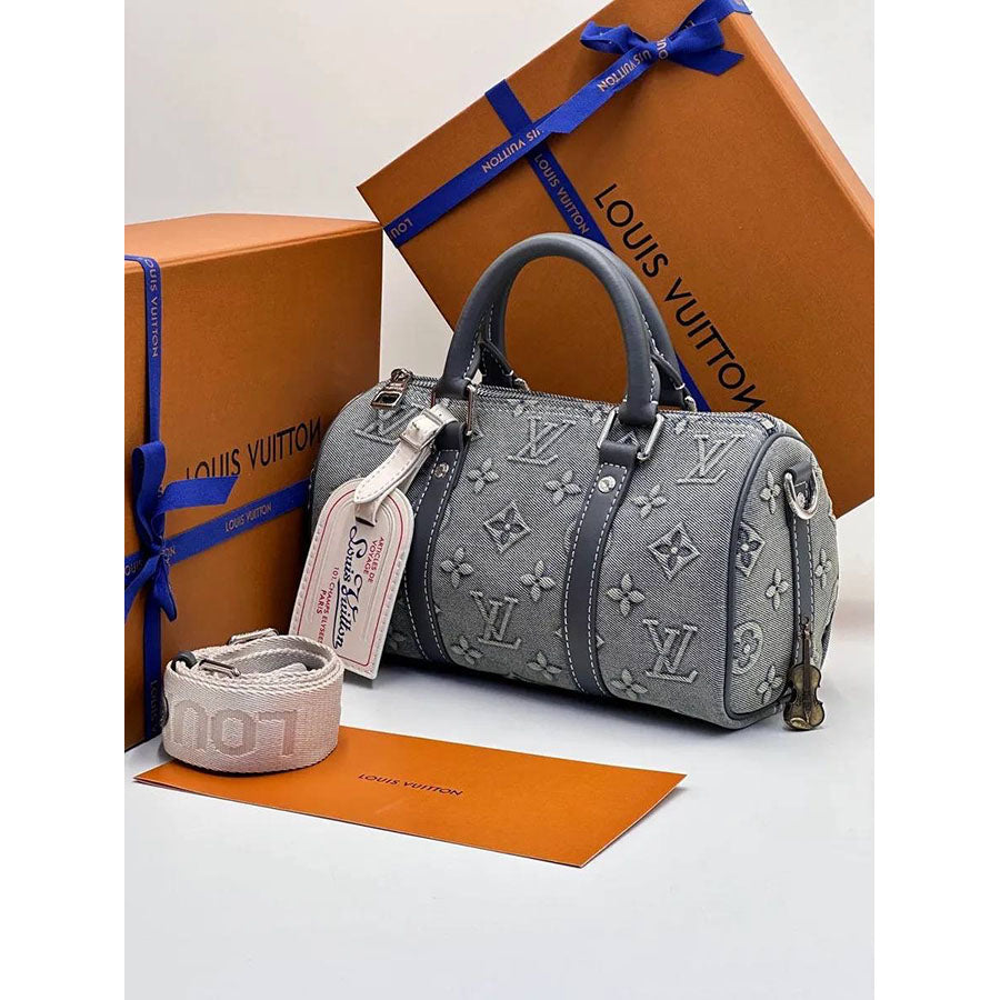 Louis Vuitton Denim Monogram Mini Duffle Bag - with strap