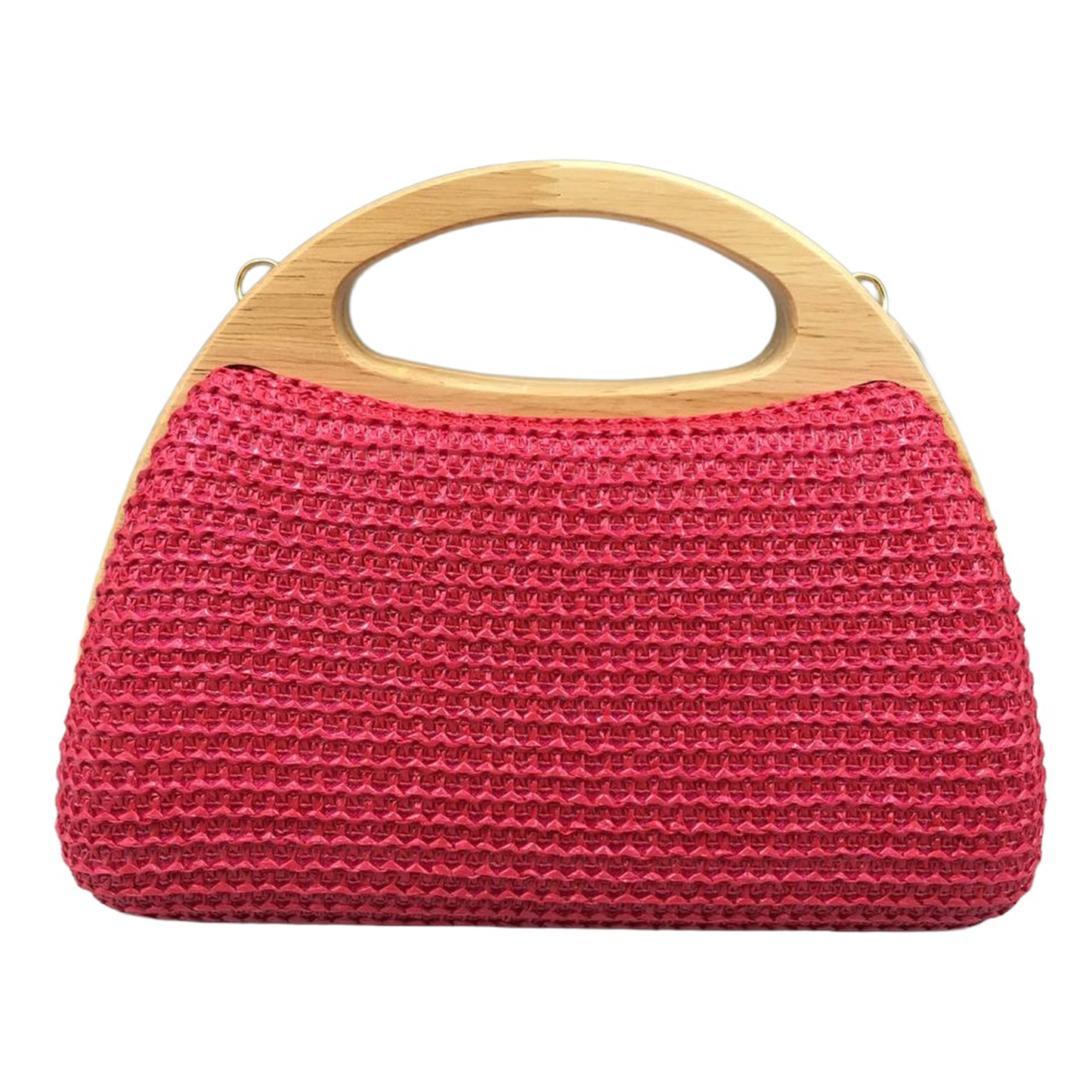 Wood handle straw clutch - ivory