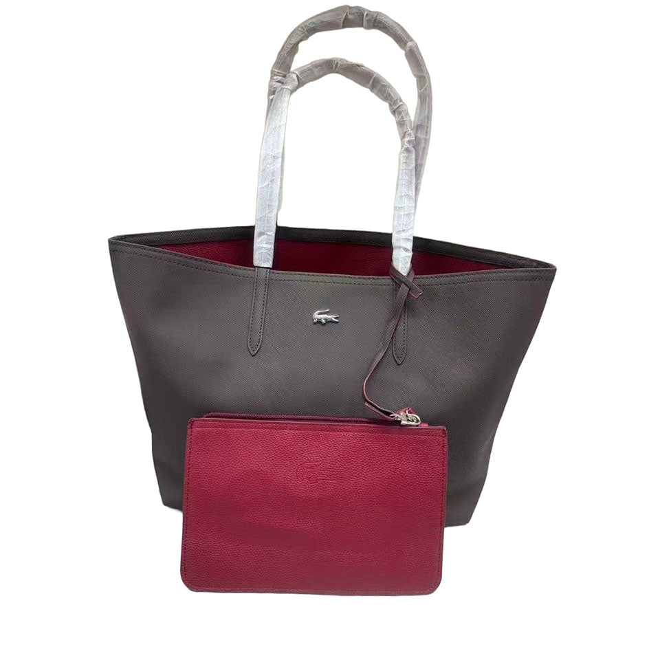 LACTOSE Reversible Tote Bag - Taupe & Burgundy