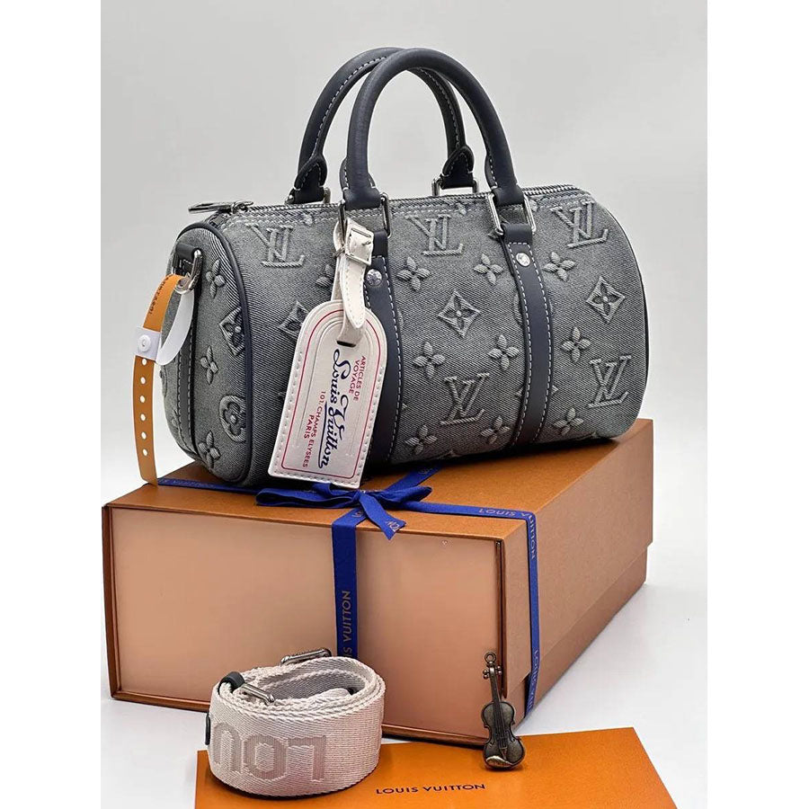 Louis Vuitton Denim Monogram Mini Duffle Bag - full set