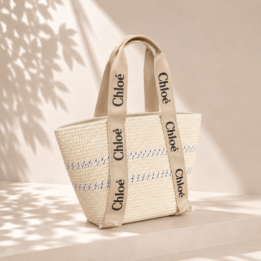 Chloé-Inspired Straw Tote Bag – Ivory