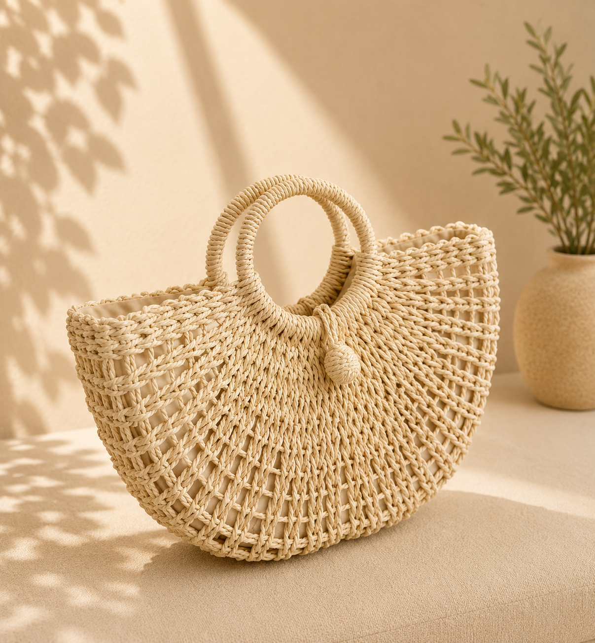 Coastal Charm Woven Tote Bag