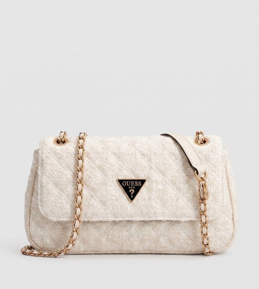 Quilted Tweed Chain Shoulder Bag – Ivory
