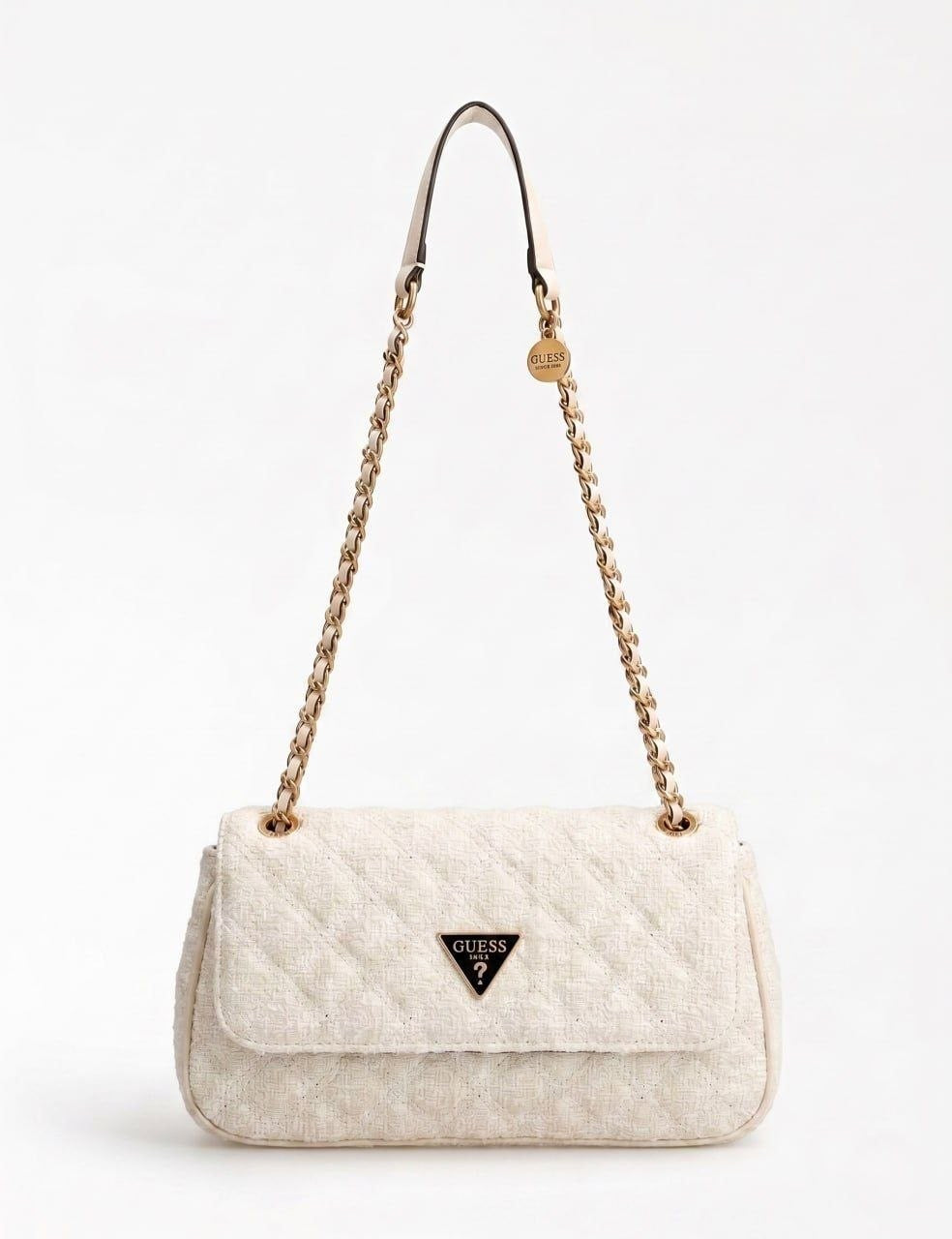Quilted Tweed Chain Shoulder Bag – Ivory
