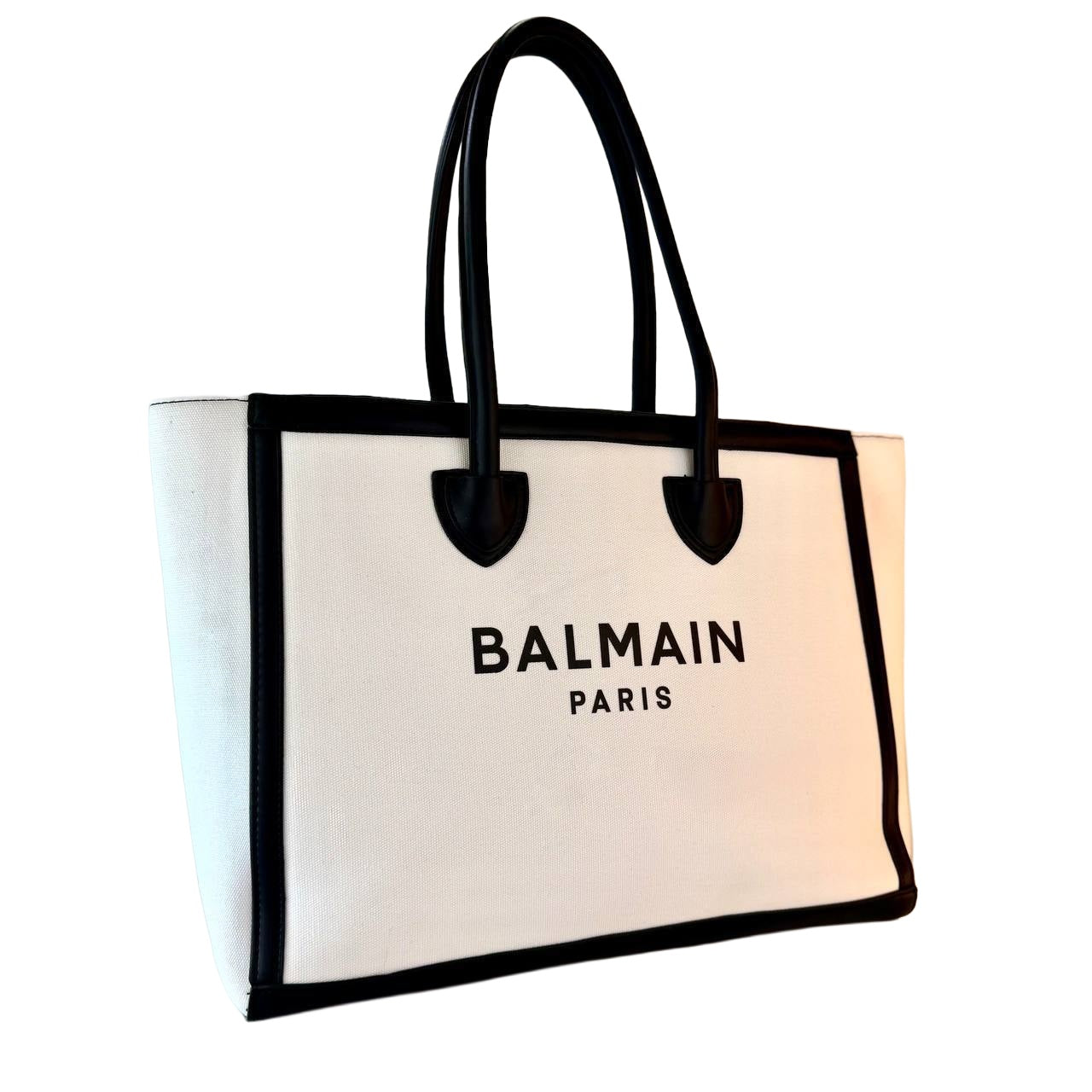 Balmain Paris B-Army Canvas Tote Bag - White Black