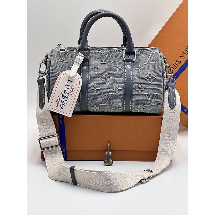 Louis Vuitton Denim Monogram Mini Duffle Bag - close up