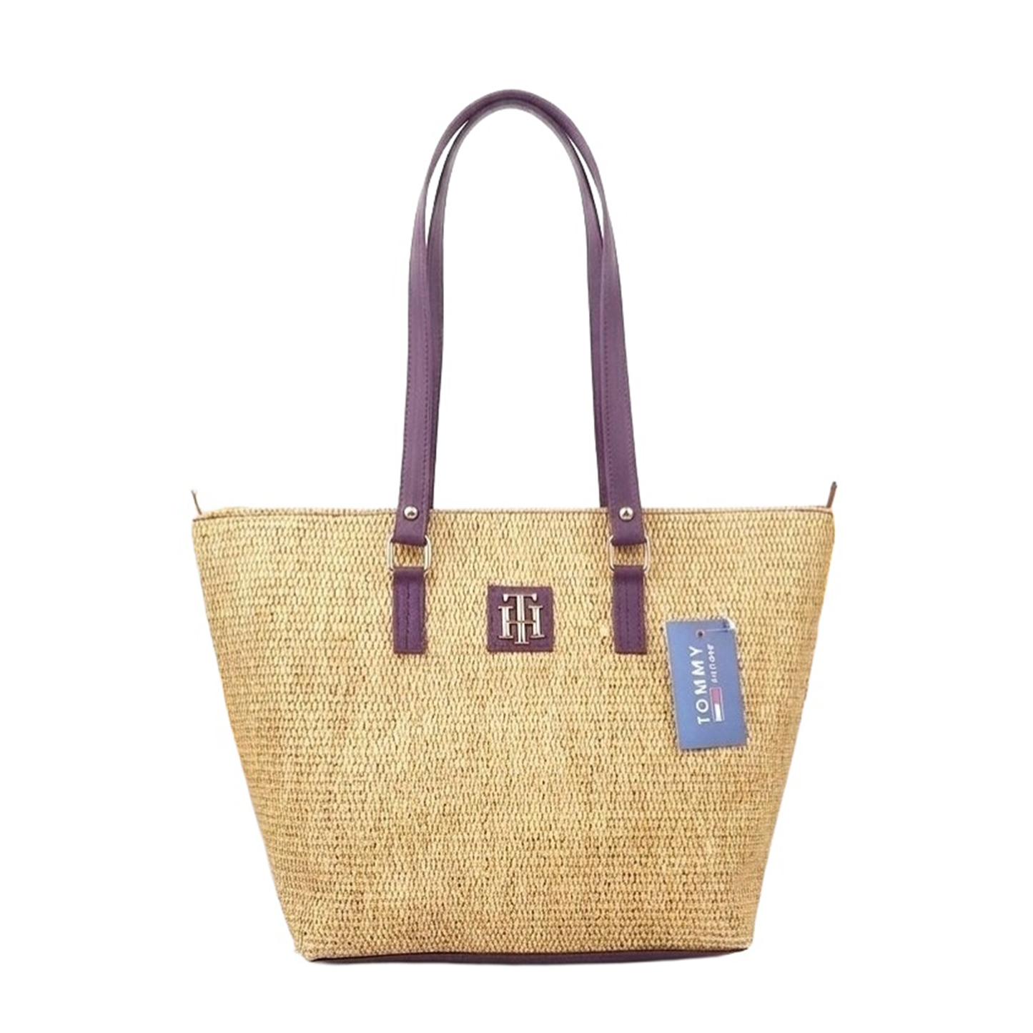 Tommy Hilfiger straw tote - purple handles
